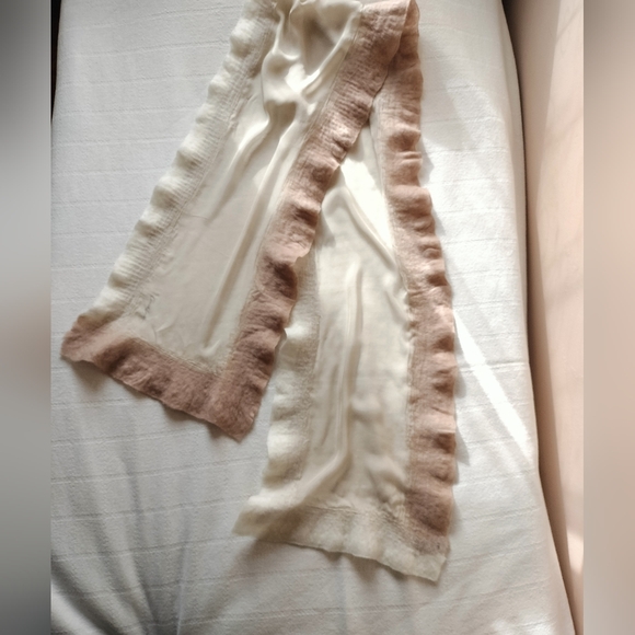 Unique Handmade Silk Merino Wool Designer Scarf 83" Christa Louise - Picture 2 of 10